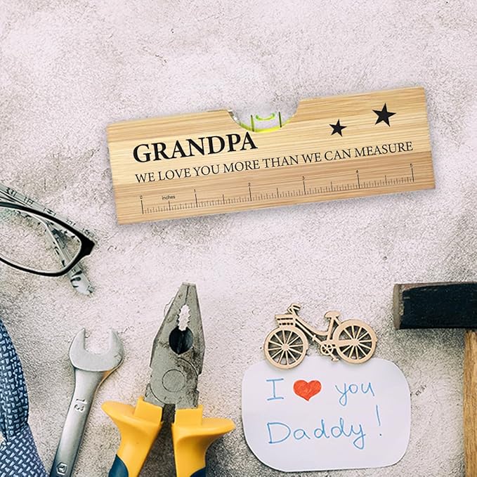 Christmas Gifts for Grandpa from Grandkids, Best Grandfather Gifts, Funny Birthday Fathers Day Valentines Gift for Father Papa Wooden Spirit Level A2