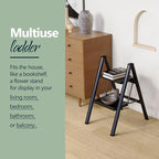 WOA WOA 2 Step Ladder, Step Stool Foldable with Wide Pedals, Portable Stepping Stool for Adults, Sturdy Steel Ladders for Home with Anti-Slip Feet, Hold 330 lbs - Black