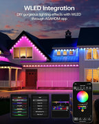 ASAHOM Permanent Outdoor Light Pro S108C, 150FT with 108 RGBCW 70lm LED, WLED Integration, AI Lighting, 30000 Lighting Effect Combination, IP67 Waterproof for Halloween Christmas Daily Decor, White