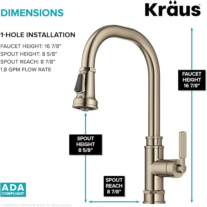 KRAUS Allyn Transitional Industrial Pull-Down Single Handle Kitchen Faucet in Spot-Free Antique Champagne Bronze, KPF-4101SFACB