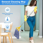 3 Pack Heavy Mop Replace Head,Wet Commercial Industrial Grade Blue Cotton Ring-Shaped Wet Use Mop Replaement Head-Reusable Mop Head Refills,Heavy Duty Industrial Mop Head Replacement