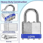 Padlocks with Same Key, LQYN 48 Pcs Laminated Keyed Padlock (1-9/16", 40mm), Keyed Alike Locks, Normal Shackle, for Storage Locker, Hasp Latch, Toolbox, Sheds