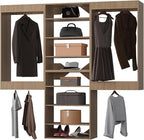 Modular Closet Organizer - 90" Wide Wood Tower with Hanging - Wall Mounted Wardrobe