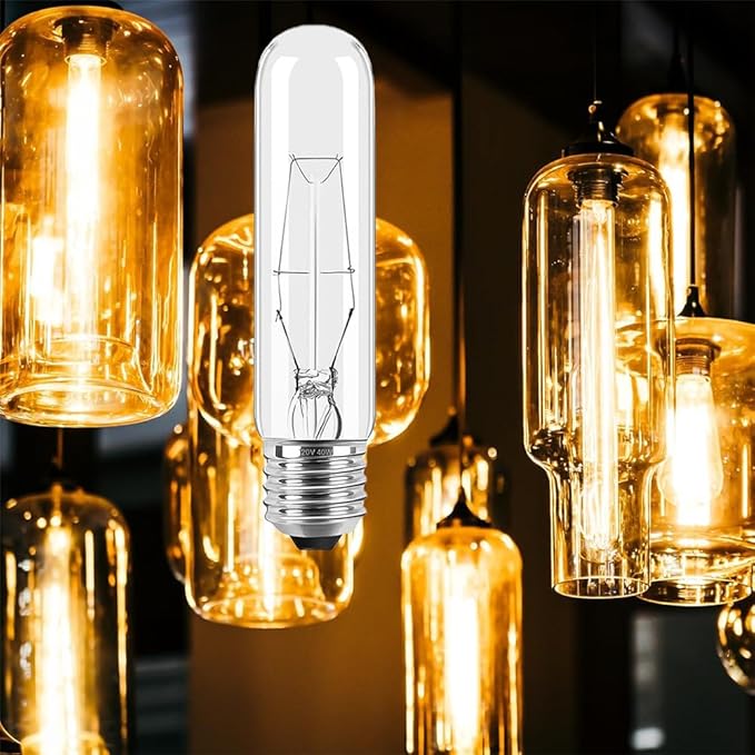 6-Pack 40 Watt T10 Clear Tubular Incandescent Light Bulb, Vintage Style Showcase Bulb,Showcase lamp, 2700K Soft White, E26 Medium Base, 280 Lumens,T10 Tubular Bulb