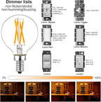 LiteHistory e12 led dimmable g16.5 Light Bulb 6W Equal 60 Watt 600lm AC120V e12 Candelabra Bulb 60 Watt for Chandeliers,Ceiling Fan,Vanity Warm White 2700K Globe e12 Light Bulb 6Pack