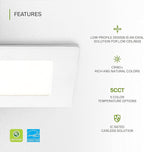 ASD 6 Pack LED Square Recessed Lighting 3 Inch, 5 CCT 2700K-5000K CRI90+, 6W 30W Eqv, Ultra Thin Dimmable Ceiling Lights with J Box, Canless Wafer Downlight, Slim Panel Light, UL Energy Star, White