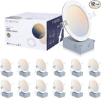 12 Pack 6 Inch Ultra-Thin LED Recessed Ceiling Light with Junction Box, 5CCT Dimmable 2700K/3000K/4000K/5000K/6000K,15W 1200lm Can Killer Downlight-ETL and Energy Star Certified