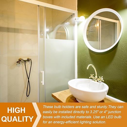 12 Pcs Porcelain Lamp Holder Socket E26/E27 Medium Keyless Threaded Socket with Two Hole Flanged Mounting 660W 250V Medium Base Lampholder Cleat Sockets for Indoor Garage Closet Lighting