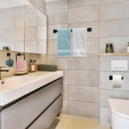 Gisafai 30 Pcs Bathroom Hardware Accessories Set 23.6 Inch Bath Towel Bar Kit Stainless Steel Bathroom Hardware Set Towel Racks Ring Hooks Paper Holder for Wall Mounted (Black)