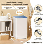 Auertech 18 lbs Portable Washing Machine, Fully Automatic Portable Washer with LED Display, 7 Wash Cycles, 4 Water Levels, Top Load Washing Machine for Apartment, RV, Dorm, Home