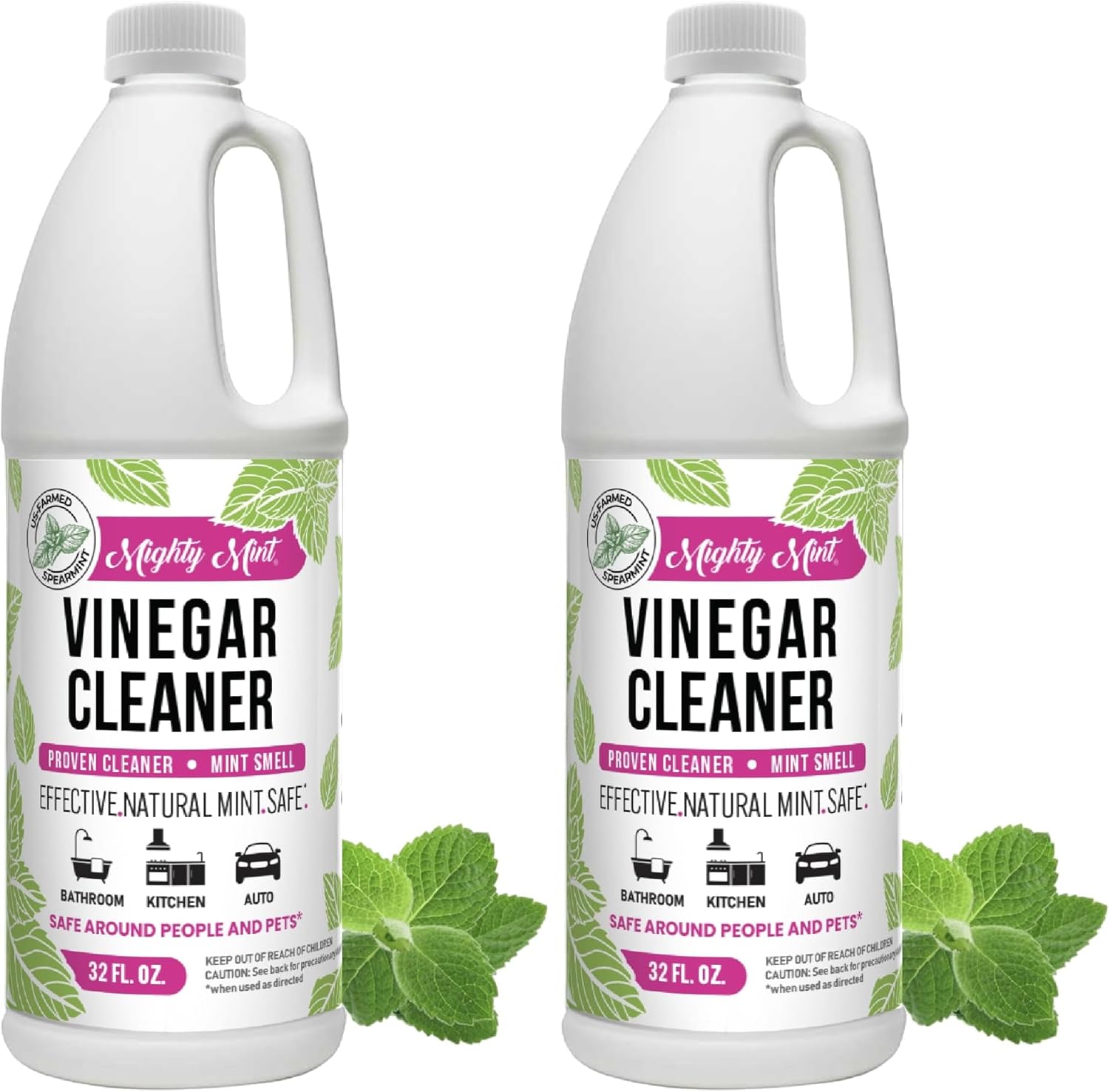 Mighty Mint Vinegar Cleaner, All-Purpose Cleaning for Household Surfaces, Natural Mint Scent, 32oz (Pack of 2)