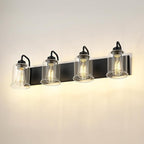 zeyu Modern Bathroom Light Fixtures, 4 Light Vanity Lighting, 28.5' Bathroom Mirror Wall Light, Matte Black Finish with Clear Glass Shade, ZSL72B-4W BK