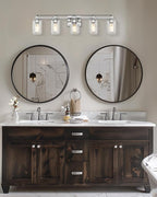 Chrome Vanity Light Fixtures, HWH 5-Light Bathroom Light Over Mirror, Modern Wall Sconce Lighting for Bathroom 37-inch, Chrome Finish, 5HLT63B-5W CH