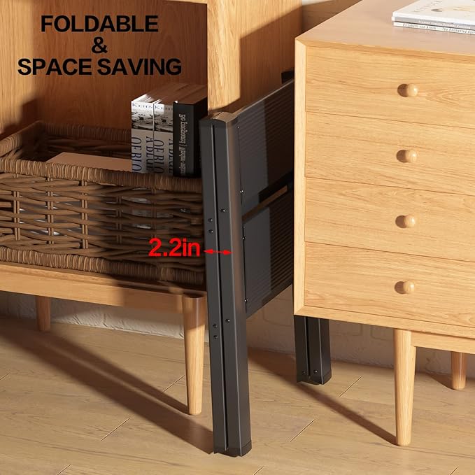 GameGem 2 Step Ladder, Aluminum Folding 2 Step Stool with Anti-Slip Sturdy and Wide Pedal, Lightweight Portable Stepladder for Home and Kitchen Use Space Saving, Black, 330 lbs