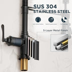 FORIOUS Rustic Black Kitchen Faucet with Pull Down Sprayer, 3 Modes Stainless Steel High Arc Vintage Spring Sink Faucet 1 or 3 Holes for Pot Filler, Farmhouse Camper Wet Bar