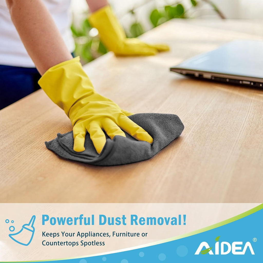 AIDEA Microfiber Cleaning Cloth Grey 50PK, Microfiber Towels for Cars, Premium Car Cloths, Dusting Cloth Lint Free Cleaning Rags for SUVs, House, Kitchen, Window, Workshops,11.5×11.5"