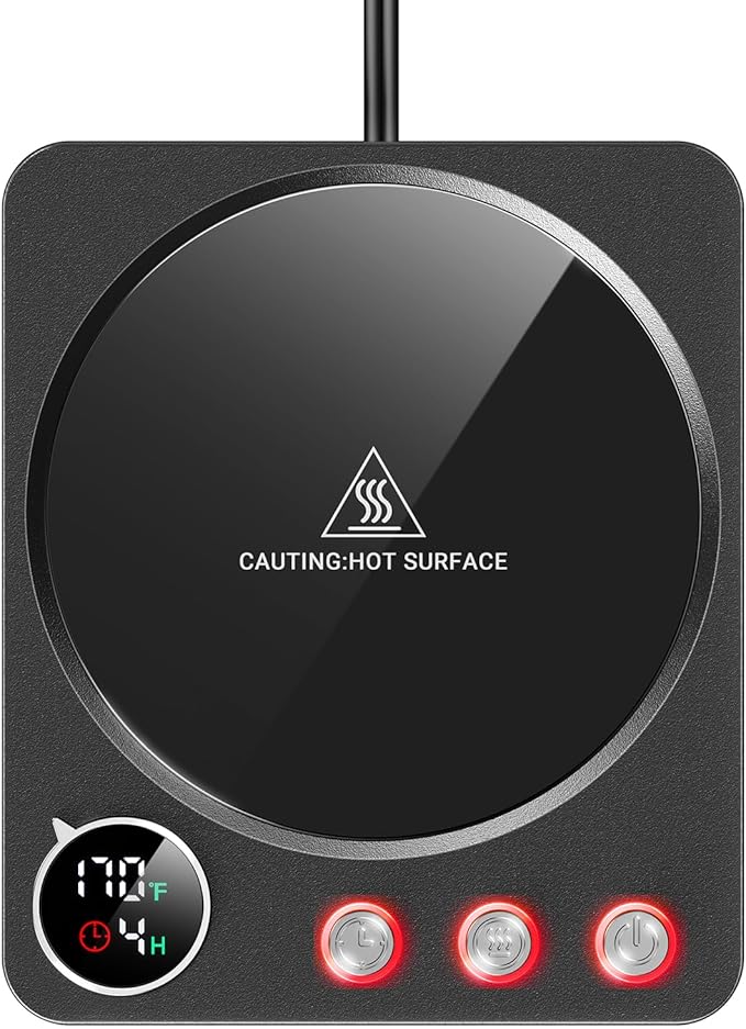 SWEETFULL Coffee Mug Warmer – 36W Coffee Cup Warmer for Desk with Smart Display & Auto Shut-Off, Candle Warmer, Electric Cup Warmer for Coffee, Milk and Tea, for Women & Men (Black)