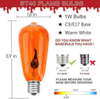 Halloween Orange Flicker Flame Light Bulbs, ST40 Replacement Bulbs with Realistic Orange Red Flame Edison Bulbs for Christmas Outdoor Indoor String Lights, 1 Watt E17 Intermediate Base, 10 Pack