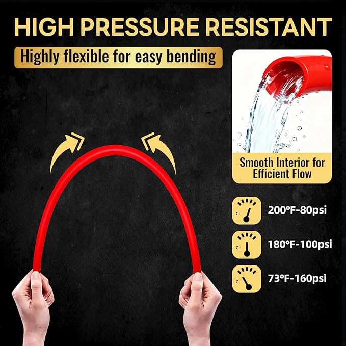 1/2 Inch-100 ft Foskan Red PEX-B Pipe,Water Tubing with a Pipe Cutter,10 PCS Brass Crimp Fittings & 30 PCS Pex Clamps