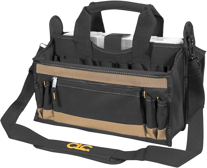 CLC Custom LeatherCraft 1529 16 In. Center Tray Tool Bag, 16 Pocket