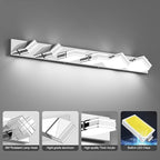 Ralbay Chrome Bathroom Vanity Light Fixtures 48inch 6-Light Acrylic Chrome Modern LED Bathroom Wall Vanity Lighting Fixtures Over Mirror