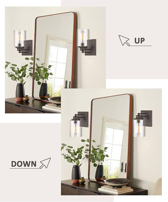 Bathroom Vanity Light, HWH 1 Light Wall Sconce Lamp Over Mirror, Farmhouse Wall Vanity Lighting in Oil-Rubbed Bronze Finish, 5HLT63B ORB