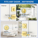 Amerdeco Front Door Lock Set with Double Cylinder Deadbolt, Exterior Entry Door Lever, Heavy Duty Entry Door Locksets for Left or Right Hand Exterior Door（Brushed Gold 2 Pack）