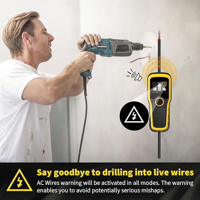 Stud Finder Wall Scanner, Advanced 5-in-1 Detector for Wood, Metal, Joists, Pipes, and AC Wires, New version Intelligent Chip, High-Definition LCD Display Screen & Audible Alarm (Light-Yellow)