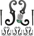Renovators Supply Manufacturing Black Shutter Dogs 6.5 in. Decorative S Shaped Cast Aluminum Shutter Dogs with Mounting Hardware Pack of 4