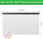 Window Screen Replacement Kit 57.8 Inch X 66 Feet Durable High Hardness Nanofibers Roll Screen Mesh Window Screen Repair Kit Black for Any Door and Window