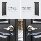 Knobonly 2 Pack Single Side Closet Door Handles, Non-Turning Right and Left Satin Nickel Dummy Door Handle, Door Handle no Lock, Zinc Alloy