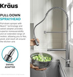 KRAUS Artec Pro Commercial Style Pull-Down Single Handle Kitchen Faucet with Pot Filler in Brushed Brass, KPF-1604BB