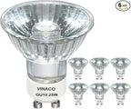 Vinaco GU10 C 120V 25W Bulb Candle Warmer, 6PCS High Output 220LM Halogen GU10 25 Watt Flicker Free, Long Lasting MR16 GU 10 Bulb Dimmable with Warm White 2800K for Candle Warmer Lamp, Track Lighting