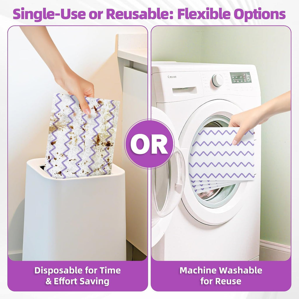 24 Pack Microfiber Mop Pads Compatible with Swiffer Sweeper Mop, Reusable & Disposable Replacement Pads for Wet & Dry Use, Sweeper Refills for Multi-Surface Floor Cleaning