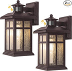 2 Packs Motion Sensor Outdoor Porch Lights - Bronze, Exterior Lights for House, Garage, Door