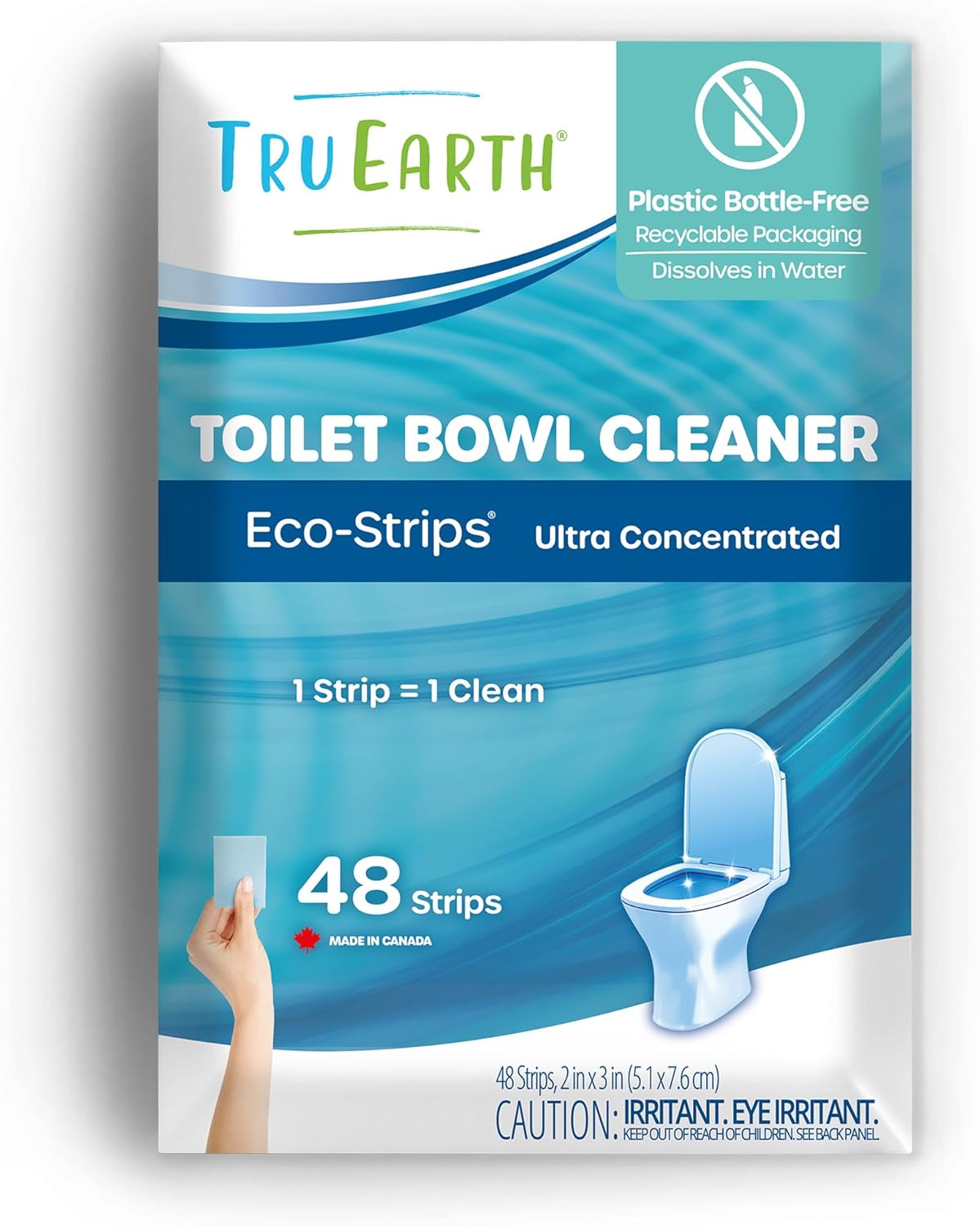 Tru Earth Toilet Bowl Cleaner Eco-Strips | Plastic Jug-Free, Septic-Safe For Cleaning | Easy to Use | 48 Strips