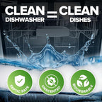 Heavy Duty Dishwasher Cleaner and Deodorizer Tablets, Descaler, Deep Cleaning, Natural Odor and Smell Remover, Calcium, Limescale, Hard Water Marks, Grease, Septic Safe Pods (12 Tabs - 1 Yr Supply)
