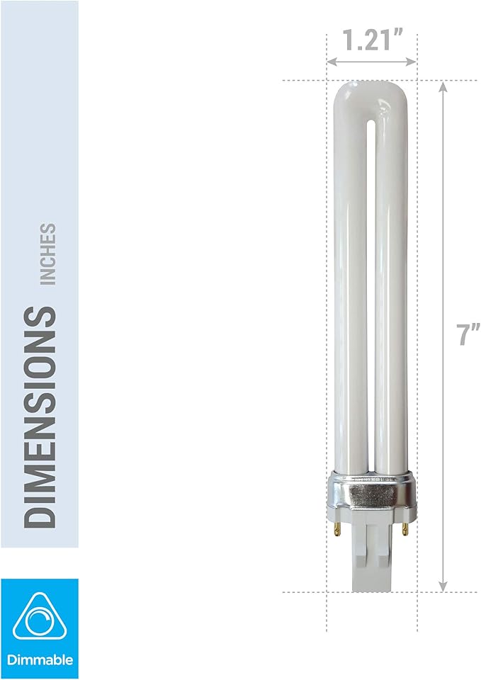 (Pack of 4) 13W CFL Light Bulbs – Single Tube, 2-Pin GX23 Base, 5000K Bright White – Compatible with Sylvania CF13DS/850, Philips PL-S 13W/850, GE F13BX/850