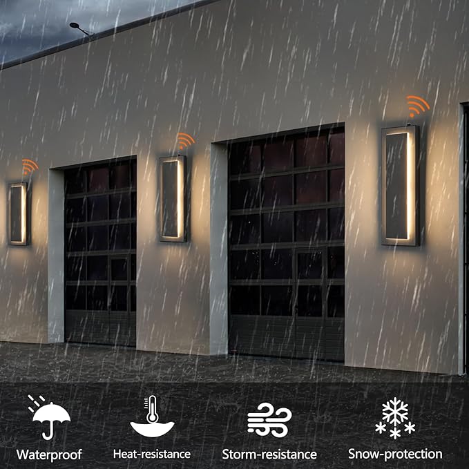 tewei LED Outdoor Wall Sconce Dusk to Dawn Outdoor Lighting, Modern Exterior Lighting Fixtures Matte Black LED Outdoor Wall Lights for House Front Porch, Warm White 3000K, 1 Pack