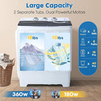 28lbs Portable Washing Machine with 18lbs Wash and 10lbs Spin, Twin Tub Washer Compact Machine with Drain Pump, Mini Portable Washer for Home, Camping, RVs, and Small Spaces, Grey