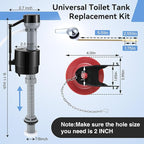 Saillong Universal Toilet Tank Replacement Kit, Include Fill Valve, 2 Inch Low Flow Rubber Flapper, Front Mount Toilet Flush Brass Handle, Adjustable, Quiet, Easy Install Repair Kit