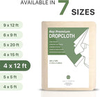 Canvas Drop Cloth by Salt Earth, Pack of 1 Reusable Paint Drop Cloth, 100% Recycled Cotton, All Purpose Painters Drop Cloth, Cotton Canvas Tarp Cover for Painter Furniture & Floor Protection (4x12FT)