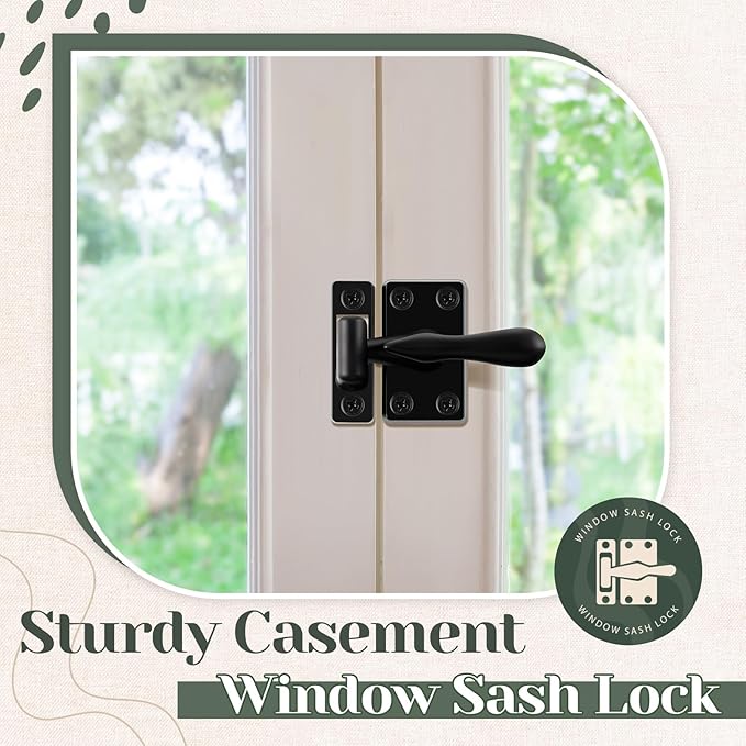 Hicarer 4 Pack Casement Window Lock 1-7/8 Inch Zinc Alloy Window Sash Lock Latch Replacement for Home Casement Windows (Matte Black)