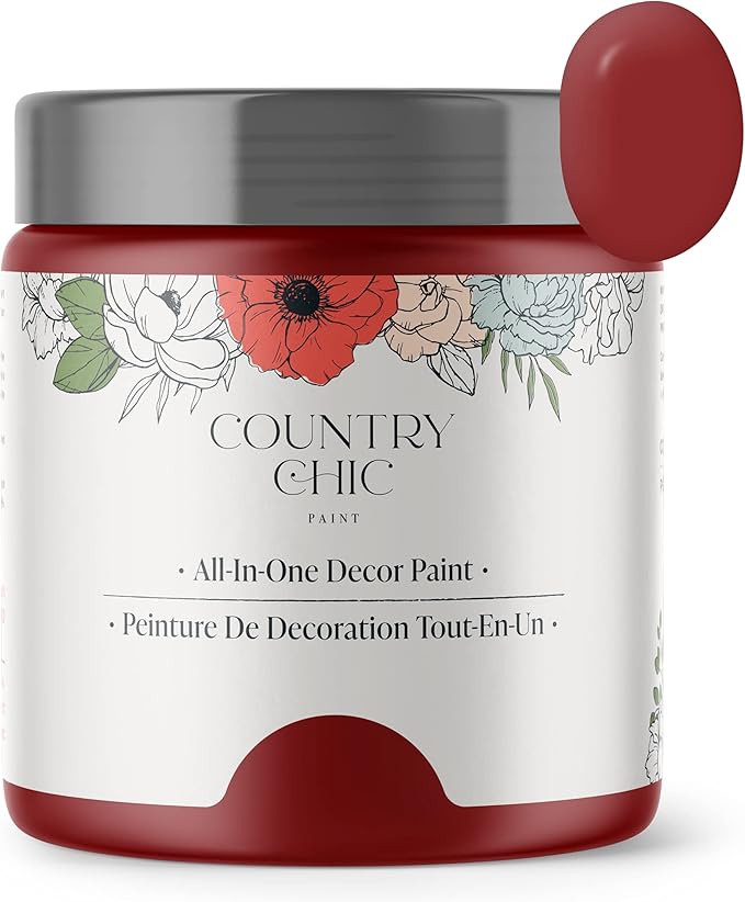 Country Chic All-in-One Chalk Paint for Furniture, Cabinets, Home Decor, Eco-Friendly, Matte Finish, Built-In Primer & Top Coat for Wood, Metal - Paint the Town (Red) - Pint 16 oz (475 ml)