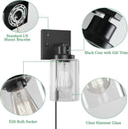 Plug in Wall Sconces, 2 Pack Wall Lamp, Rustic Plug in Wall Light Sconces, Sconces Wall Lighting, E26 Modern Wall Light Fixtures