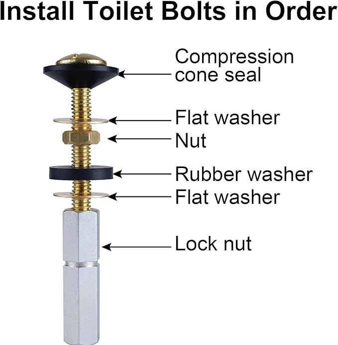 Hibbent Universal Toilet Tank To Bowl Gaskets with 3 Set Brass Hardware Kits Fits Most 3-Inch 3.5-Inch flush valve opening 2-Piece Toilet Tanks