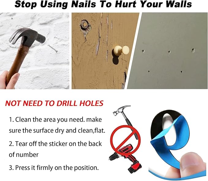 10Pcs Mailbox Numbers for outside 0-9, 2.75 inch 3D Self Adhesive Street Address House Door Numbers Signs for Apartment,Office,Cars,Mailboxes (Golden)