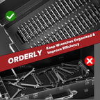 80PCS Modular Wrench Organizer Wrench Holder - Wrench Tool Organizers for Tool Drawer Storage, Wrench Storage Set with Metric & SAE Label, Rack Tool Gift for Professional Mechanics Men, Black
