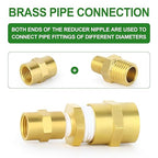 TAISHER 15PCS Brass Pipe Fitting, Reducer Adapter, Hex Nipple, 3/8-Inch Male Pipe x 1/4-Inch Male Pipe