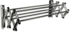 AERO W Racks Stainless Steel Wall Mounted Collapsible Laundry Clothes Drying Rack 45 Pound Capacity 11 Linear Ft